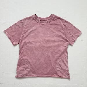 Pink Acid Wash Tee with Pockets, Size M/L